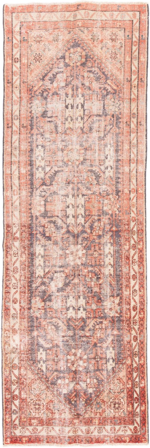 Full view of 1970s Vintage rug from Iran / Persia, 303 × 100 cm in Blue tones