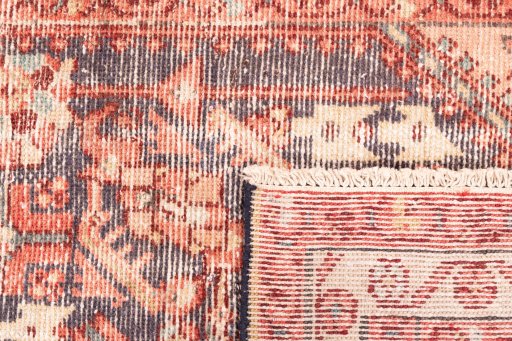 Close-up detail of 1970s Vintage rug from Iran / Persia showing Wool weave