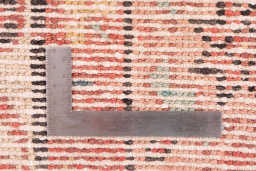 Corner detail of 1970s Vintage rug showing border pattern and Wool pile