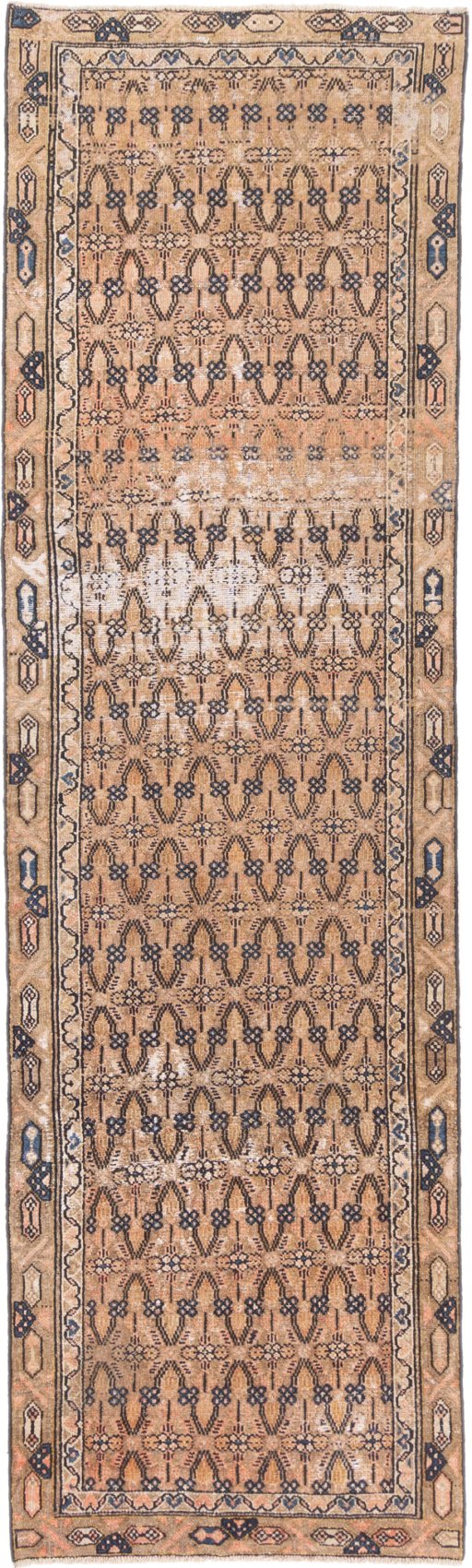 Full view of 1970s Vintage rug from Iran / Persia, 300 × 90 cm in Blue tones