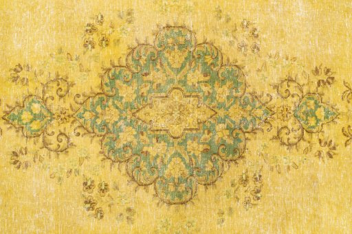 Close-up detail of 1970s Vintage rug from Iran / Persia showing Wool weave