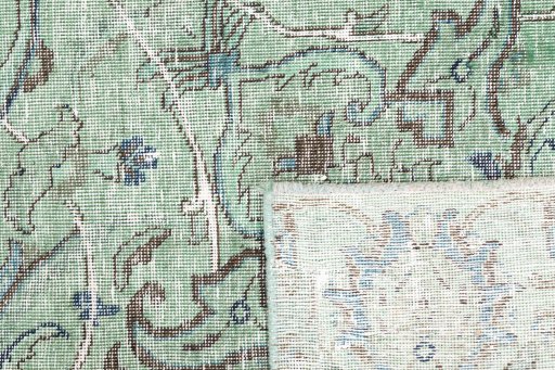 Close-up detail of 1955s Vintage rug from Iran / Persia showing Wool weave