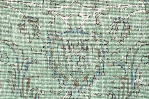 Full view of 1955s Vintage rug from Iran / Persia, 400 × 310 cm in Green tones