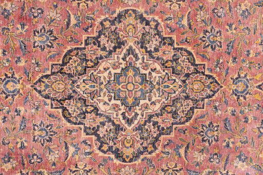 Full view of 1977s Vintage rug from Iran / Persia, 380 × 247 cm in Red tones