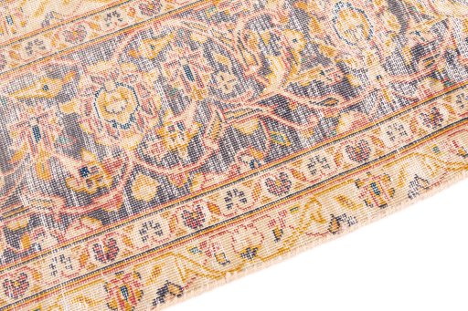 Backside of handmade 1975s Vintage rug showing knot structure and weave density