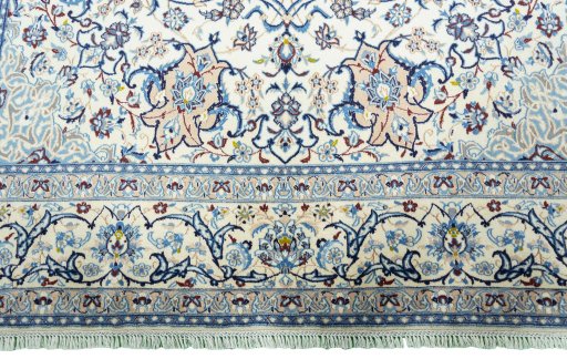 Full view of 2000s Nain rug from Iran / Persia, 312 × 214 cm in Beige tones