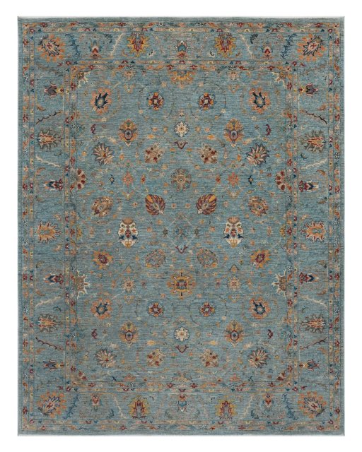 Full view of New Farahan rug from Pakistan, 313 × 246 cm in Blue tones