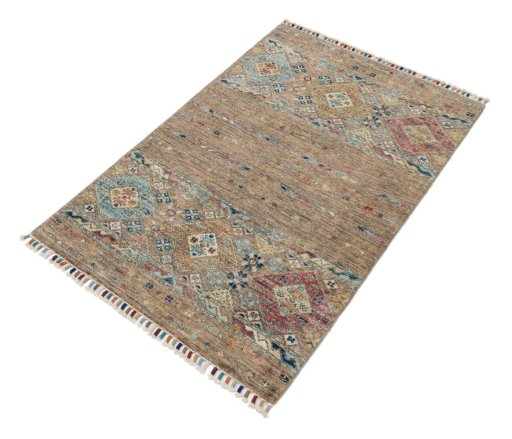 Close-up detail of New Samarkand rug from Pakistan showing Wool weave
