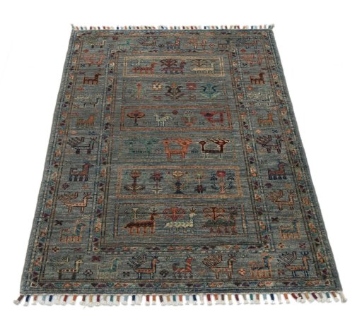 Surface texture of New Samarkand rug with natural Wool and intricate pattern
