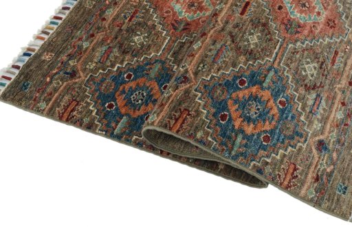 Close-up detail of New Samarkand rug from Pakistan showing Wool weave