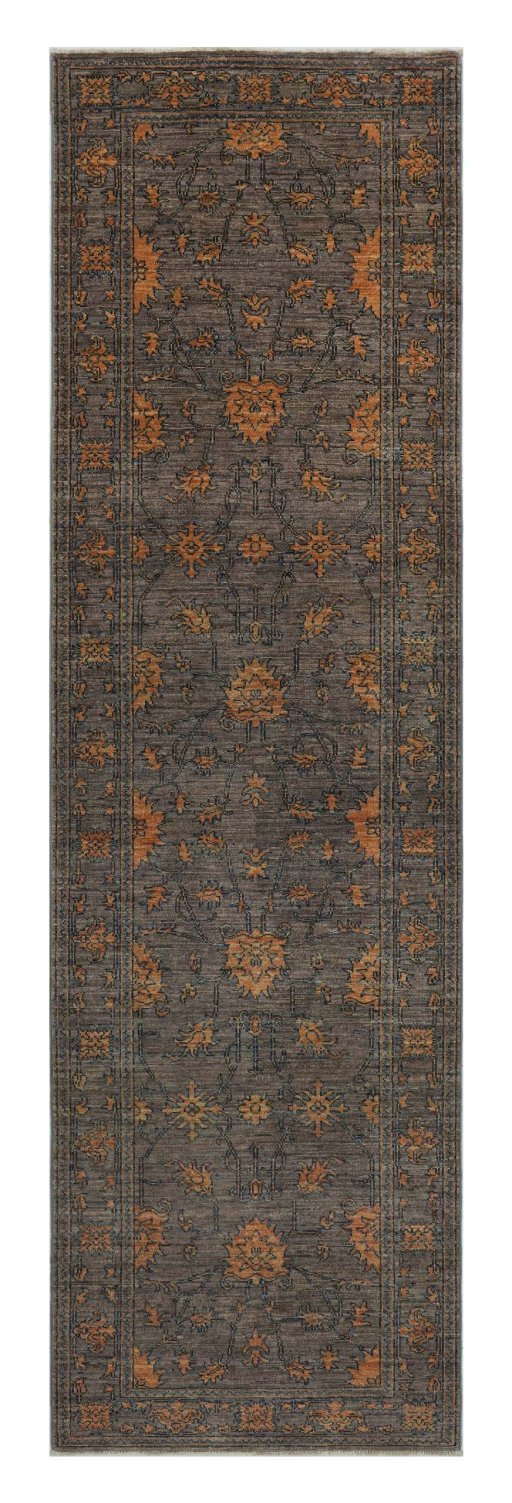 Full view of New Farahan rug from Pakistan, 289 × 79 cm in Brown tones