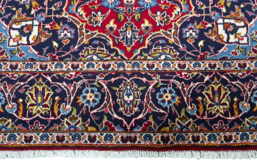 Full view of 2000s Kashan rug from Iran / Persia, 246 × 144 cm in Red tones