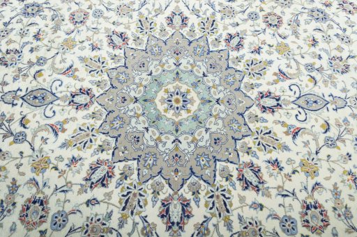 Central medallion detail of 2000s Kashan rug from Iran / Persia