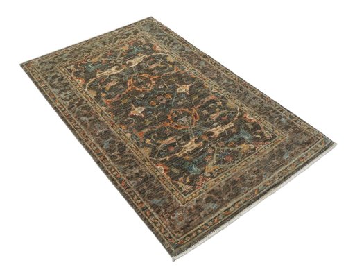 Corner detail of New Farahan rug showing border pattern and Wool pile