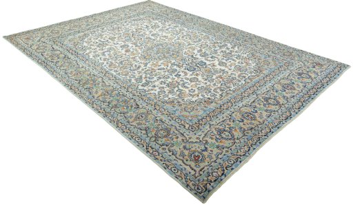 Close-up detail of 2000s Yazd rug from Iran / Persia showing Wool weave