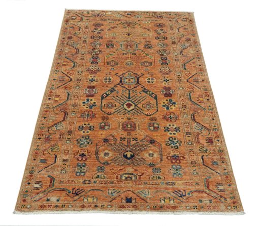 Surface texture of New Kazak rug with natural Wool and intricate pattern
