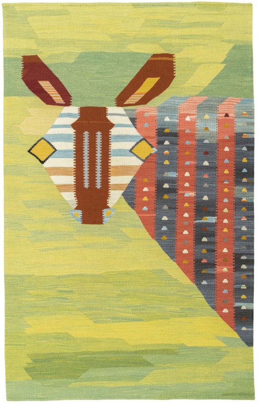 Full view of New Kilim Dastan rug from Turkey, 197 × 124 cm in Multi Color tones