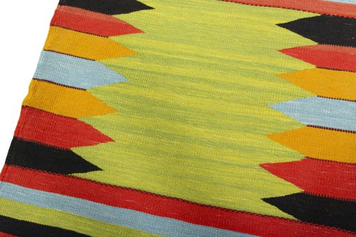 Surface texture of New Kilim Sofre rug with natural Wool and intricate pattern