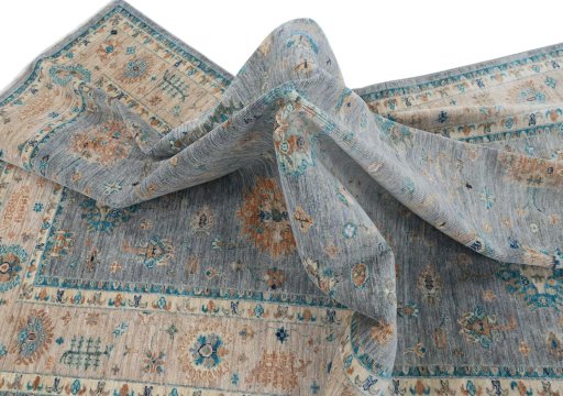 Full view of New Farahan rug from Pakistan, 238 × 170 cm in Gray tones