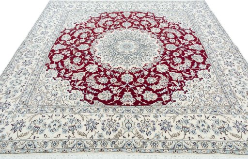 Surface texture of New Nain rug with natural Wool and intricate pattern