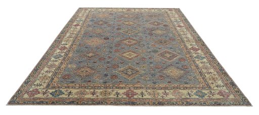 Surface texture of New Kazak rug with natural Wool and intricate pattern