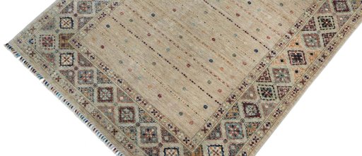 Backside of handmade New Samarkand rug showing knot structure and weave density