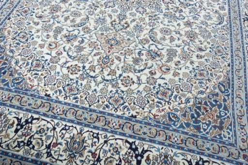 Close-up detail of New Nain rug from Iran / Persia showing Wool weave