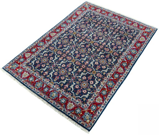 Corner detail of 2000s Najafabad rug showing border pattern and Wool pile