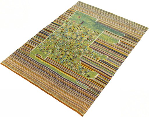 Corner detail of New Kilim Dastan rug showing border pattern and Wool pile