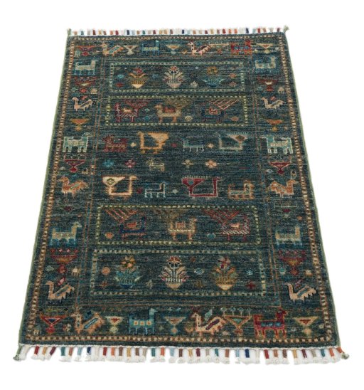 Surface texture of New Samarkand rug with natural Wool and intricate pattern