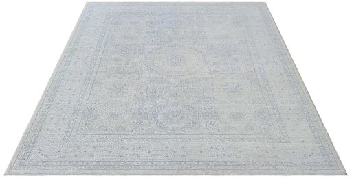 Corner detail of New Mamluk rug showing border pattern and Wool pile
