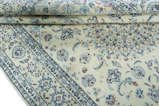 Close-up detail of New Nain rug from Iran / Persia showing Wool weave