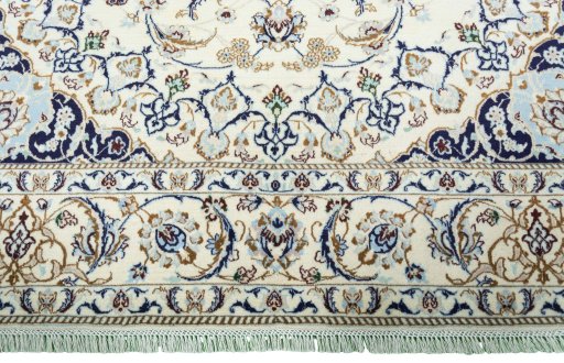 Full view of 2000s Nain rug from Iran / Persia, 290 × 201 cm in Beige tones