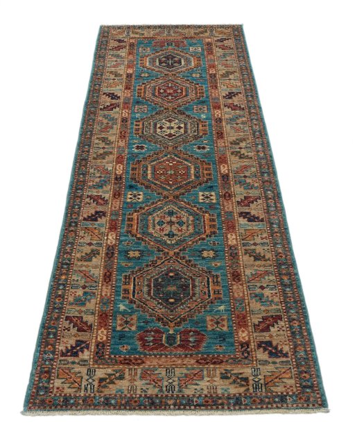 Surface texture of New Kazak rug with natural Wool and intricate pattern
