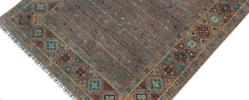 Backside of handmade New Samarkand rug showing knot structure and weave density