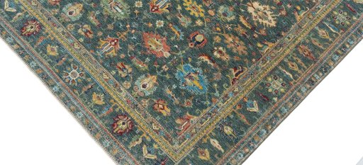 Backside of handmade New Kazak rug showing knot structure and weave density