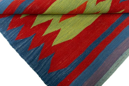 Full view of New Kilim Sofre rug from Turkey, 81 × 79 cm in Multi Color tones