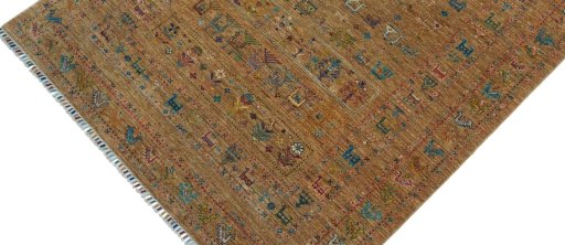 Backside of handmade New Samarkand rug showing knot structure and weave density