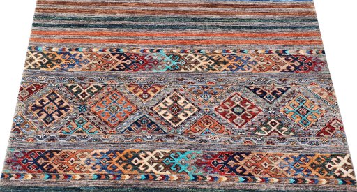Surface texture of New Samarkand rug with natural Wool and intricate pattern