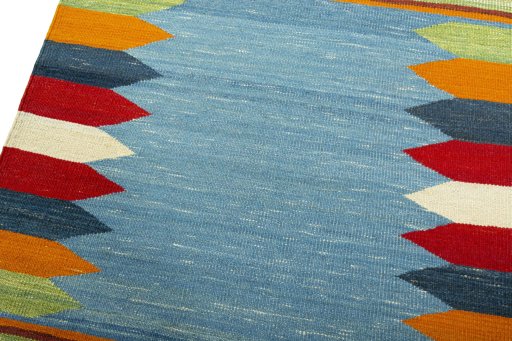 Surface texture of New Kilim Sofre rug with natural Wool and intricate pattern