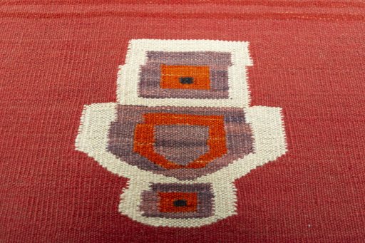 Backside of handmade New Kilim Sofre rug showing knot structure and weave density