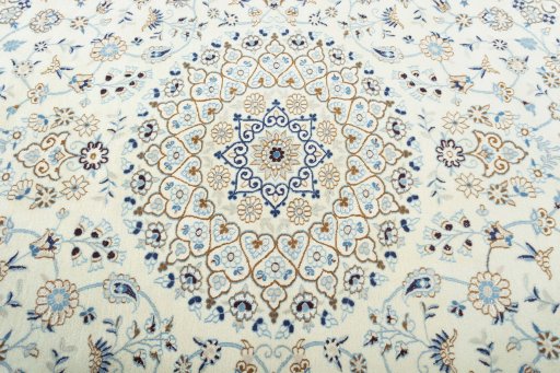 Central medallion detail of New Nain rug from Iran / Persia
