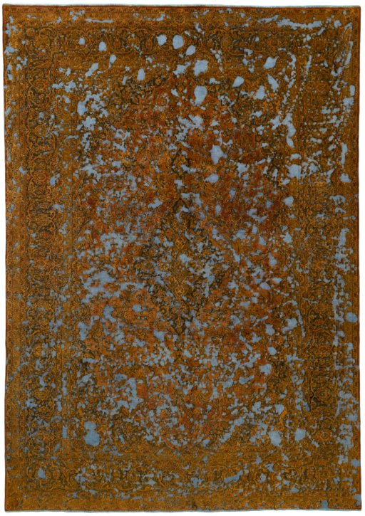 Full view of 1970s Vintage rug from Pakistan, 350 × 247 cm in Blue tones