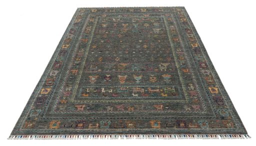 Surface texture of New Samarkand rug with natural Wool and intricate pattern