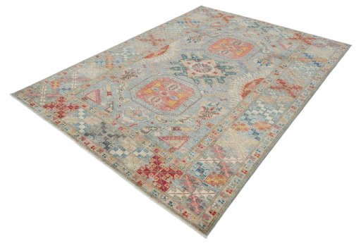 Close-up detail of New Kazak rug from Pakistan showing Wool weave