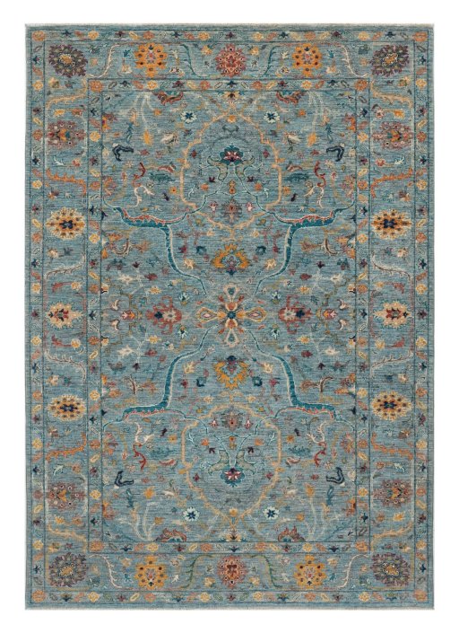 Full view of New Farahan rug from Pakistan, 238 × 167 cm in Blue tones