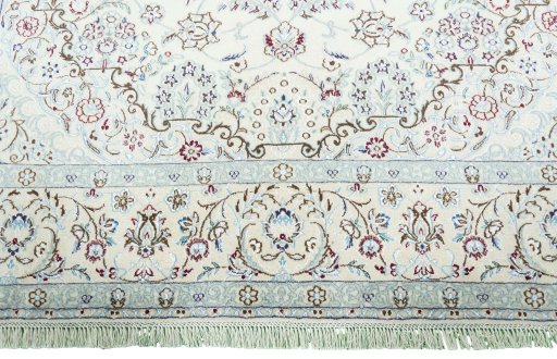 Full view of 2000s Nain rug from Iran / Persia, 320 × 202 cm in Beige tones