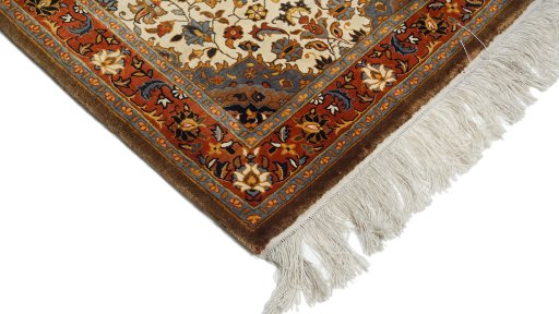 Surface texture of 2000s China Silk rug with natural Silk and intricate pattern