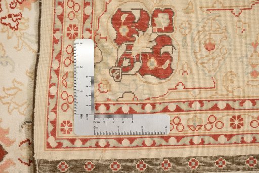 Full view of 1950s Istanbul Silk rug from Turkey, 188 × 122 cm in Cream tones