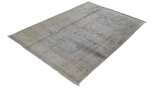 Corner detail of 1950s Kayseri Silk rug showing border pattern and Silk pile
